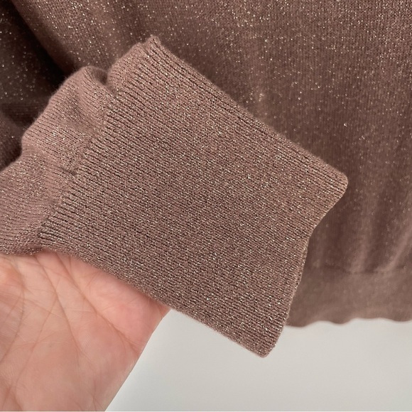 Loft Rose Gold Metallic Thread Zip Accent Banded Long Sleeve Cuffs Bottom - Picture 8 of 12